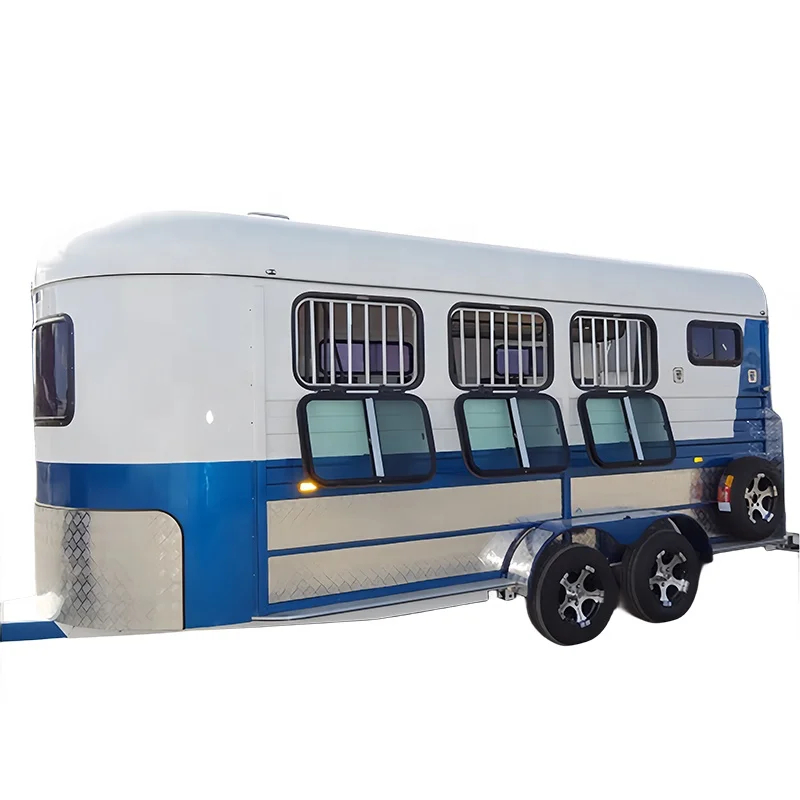 High Quality 4-Horse Angle Load Trailer with Saddle Box Australian Chinese Made Premium Horse Float