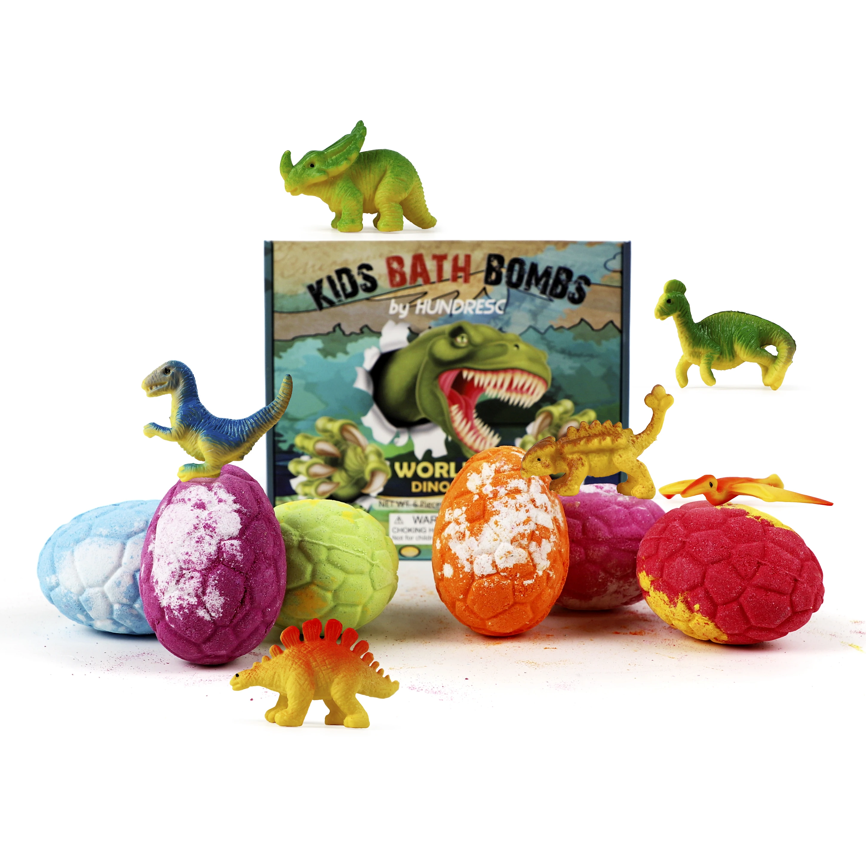 Wholesale 6 Pcs Relaxing Bath Fizzies with Surprise Toys inside Fun Dinosaur Egg Bath Bombs Set for Kids