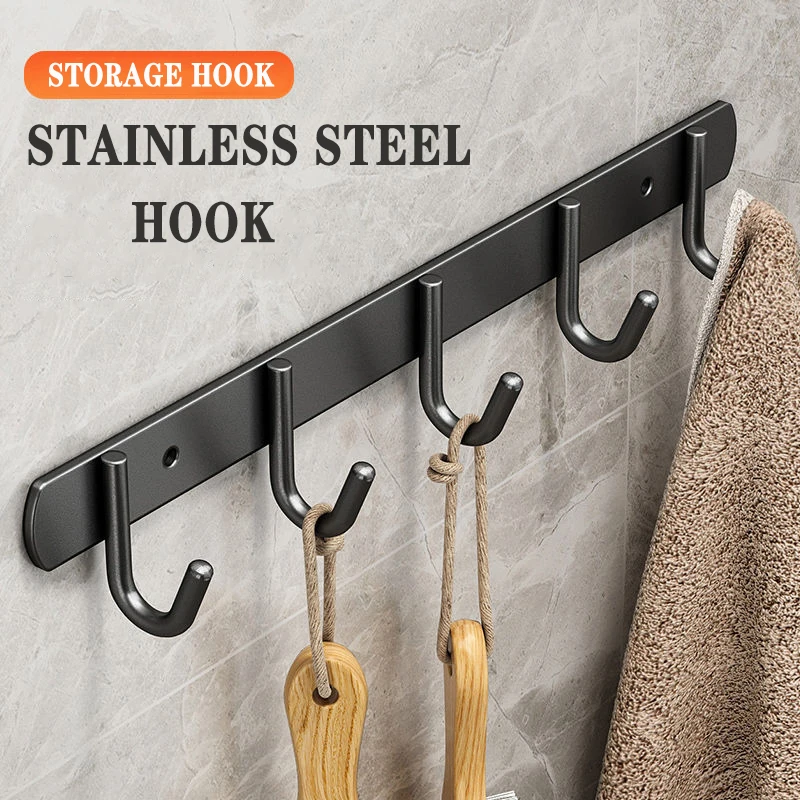 Heavy Duty Coat Hat Hook Rail wall hooked stainless steel Wall Mount hooks Multi Sizes Hanger
