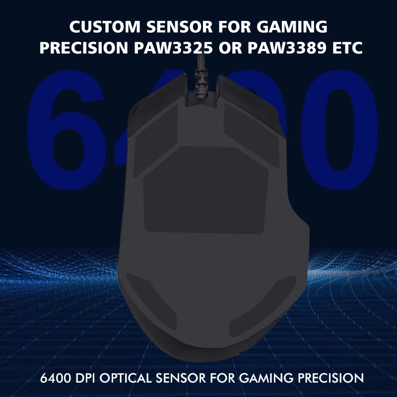 Mouse gamer OEM cheap glowing rgb 7 colors 6400dpi mice gaming mouse sem fio portatil macbook computer black mouse