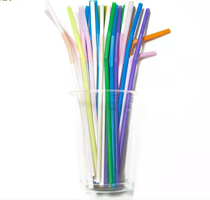 Custom Logo 100% Biodegradable Folding PLA  Polylactic acid material drinking straw with individual wrapped
