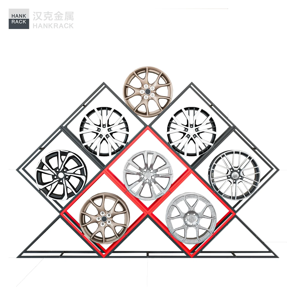 Hexagonal Car wheel hub display stand table wheel hub display racks hub bracket trade show