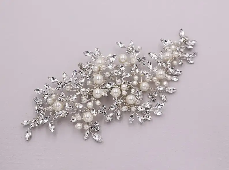 Dramatic Crystal Hair Clip Accessories High Quality Crystals Gold Bridal Hair Comb bridal hair crystal beads vines