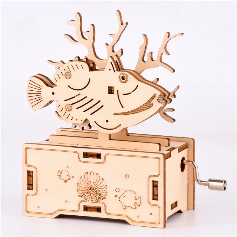 Wholesale Christmas Music Box Octopus Toy Wooden Handmade  Diy Toys For Kids