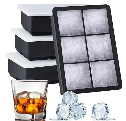 OEM custom color silicone big ice cube tray ice cube tray mould with lid silicone ice mold