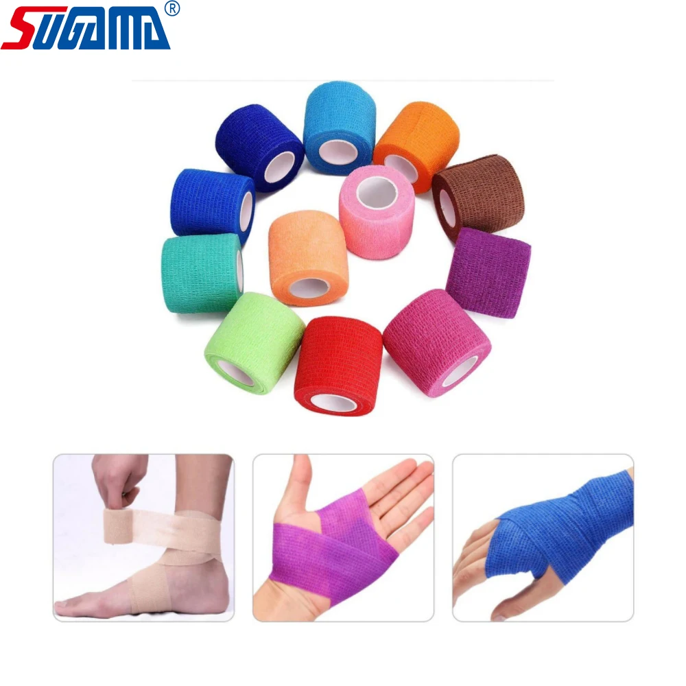 Multi Colors football soccer Self-Adhesive Non Woven Cohesive Bandage Sport Wrap tape adhesive Elastic Bandage for Skin care