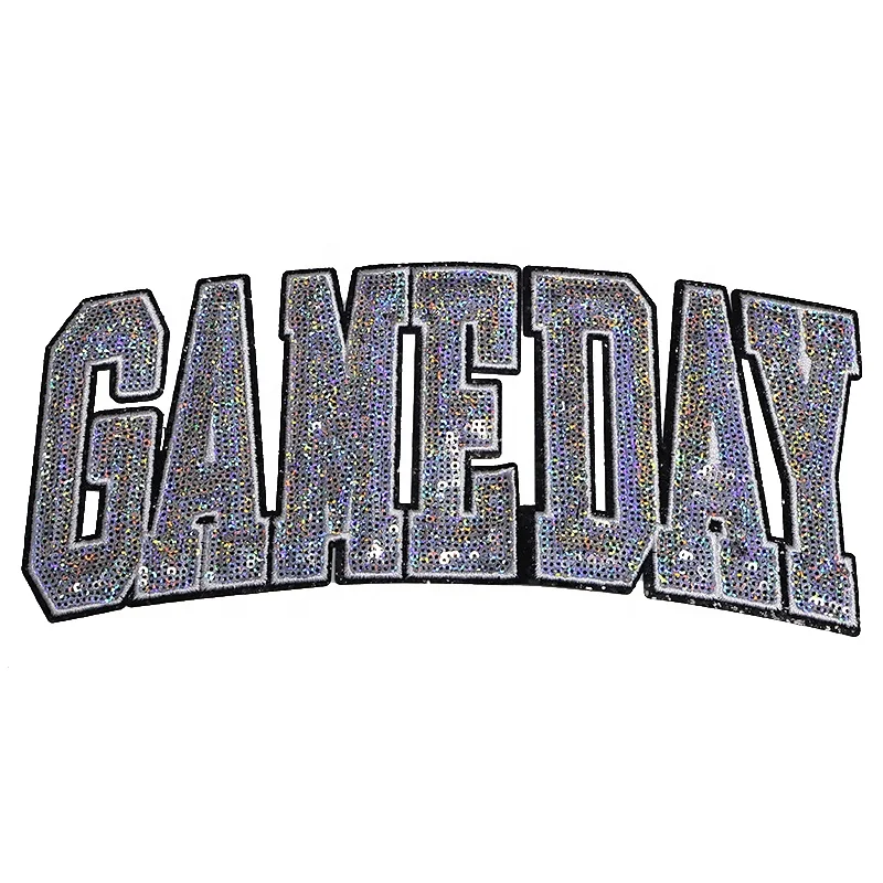 New Design American Football Shirts Letter Patches Western Custom Gameday Sequin Baseball Patches
