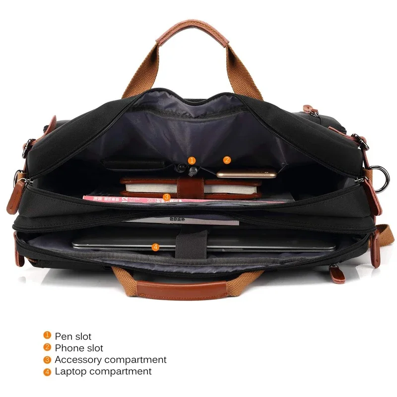 Convertible Backpack Messenger Bag Custom Laptop Shoulder Bag Rucksack Case Travel Business Briefcase For 17.3 Inch Laptop