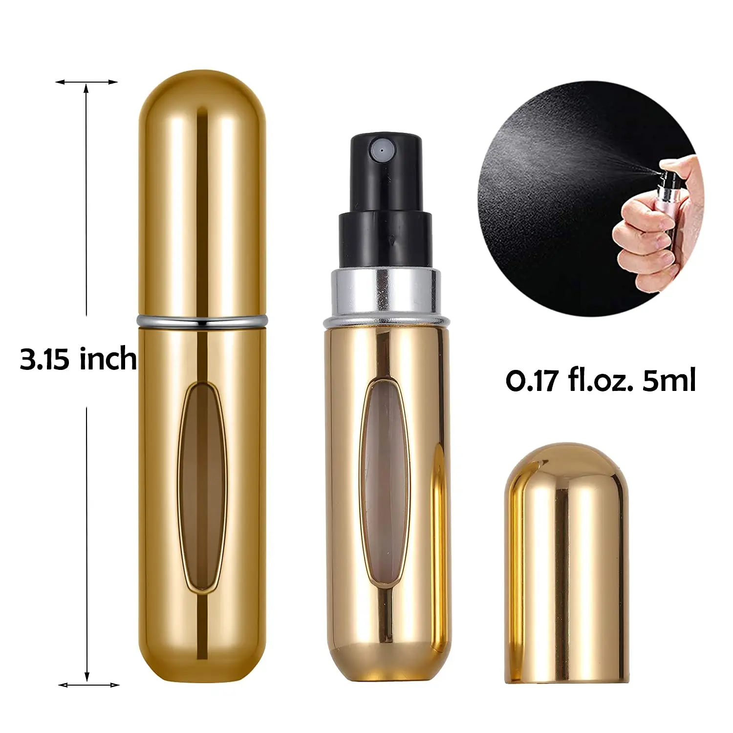 5ml Metal Travel Mini Portable Size Spray Refill Atomiser Aluminum Refillable Perfume Atomizer Bottles