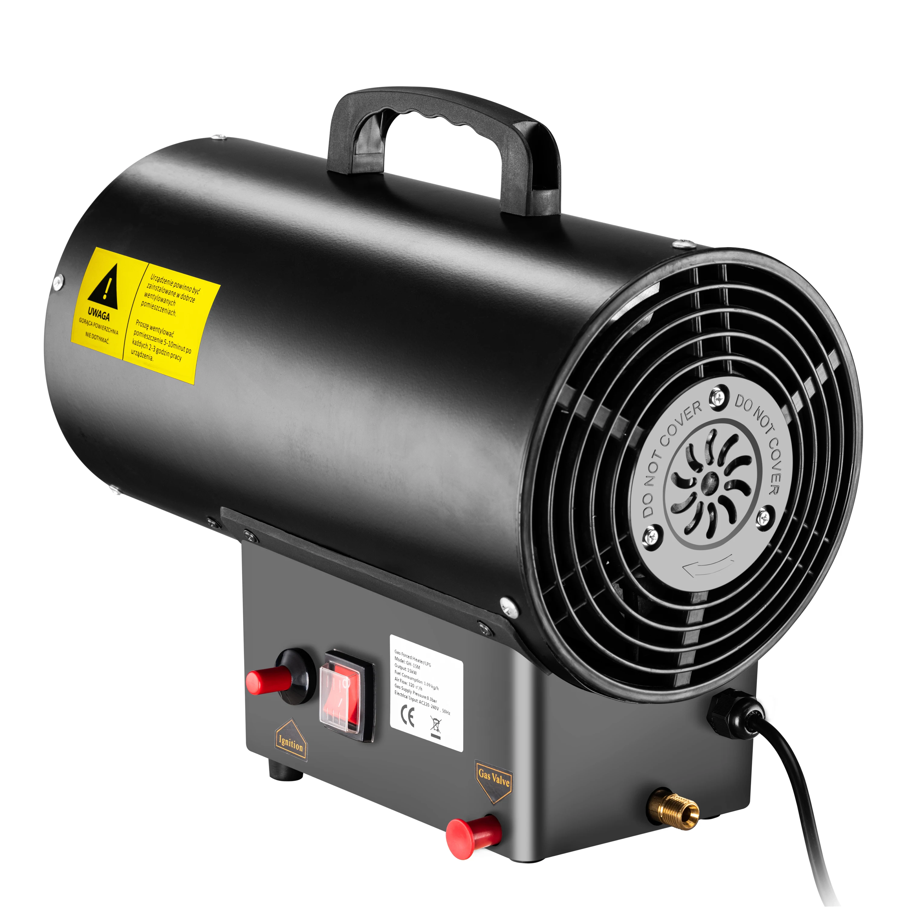 15 kW Gas Heater for gas bottle Gas pressure regulator for construction sites ventilated storage rooms garages