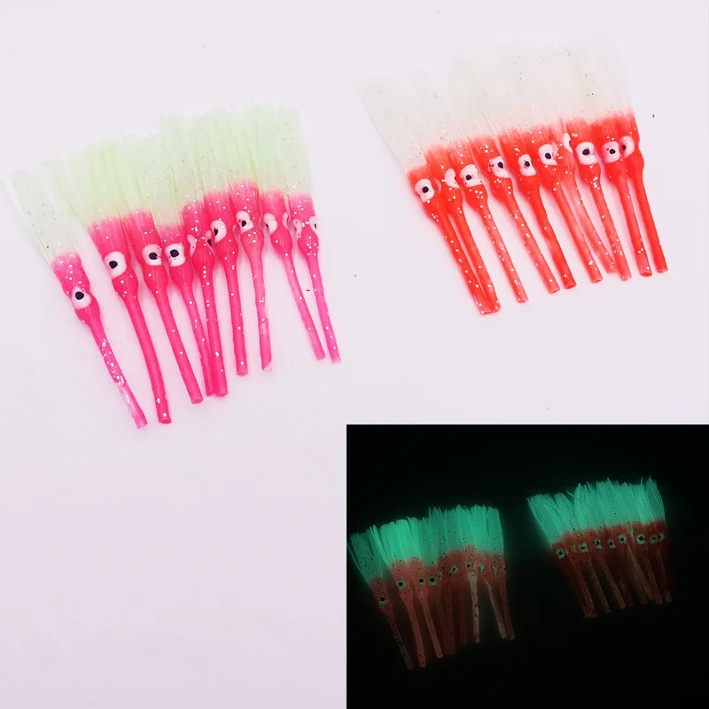 Glow Squid Jigs Skirts Saltwater Soft Octopus Fishing Lure for Sabiki Rigs