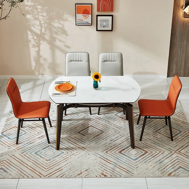 Quanu wholesale New design dining room furniture extendable round dining table set 4 chairs 6 8 seat