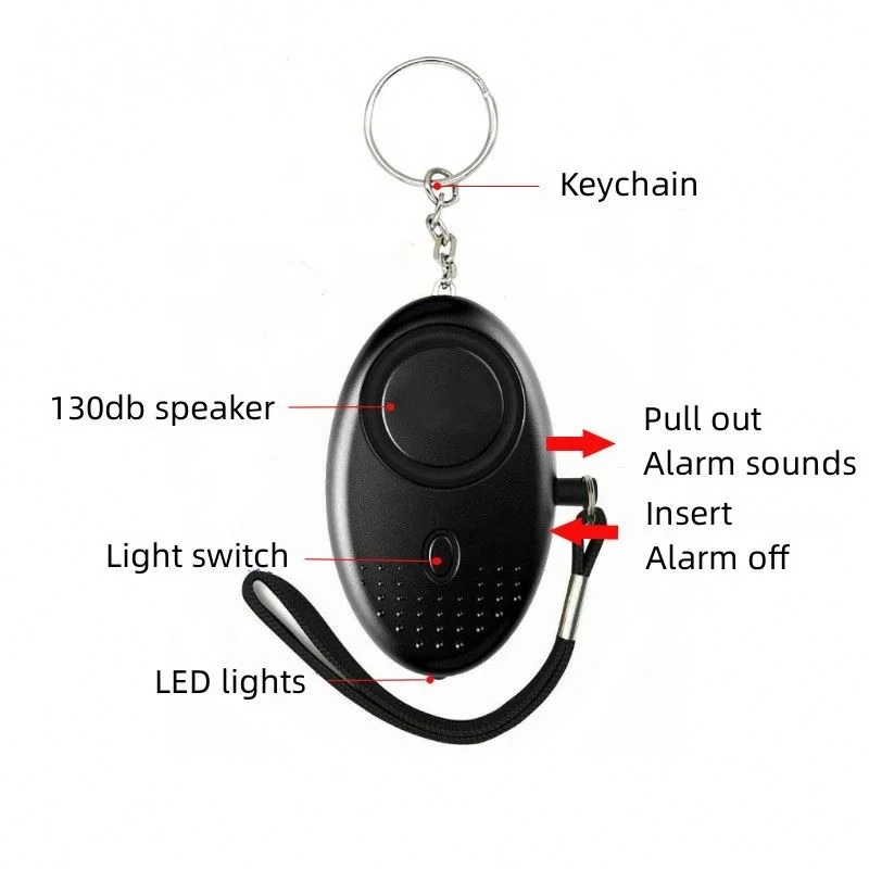 FR Sample Alarm Safe Sound Personal 130db Personal Security Alarm Keychain With Led Lights Emergency Safety Alarms Keychains