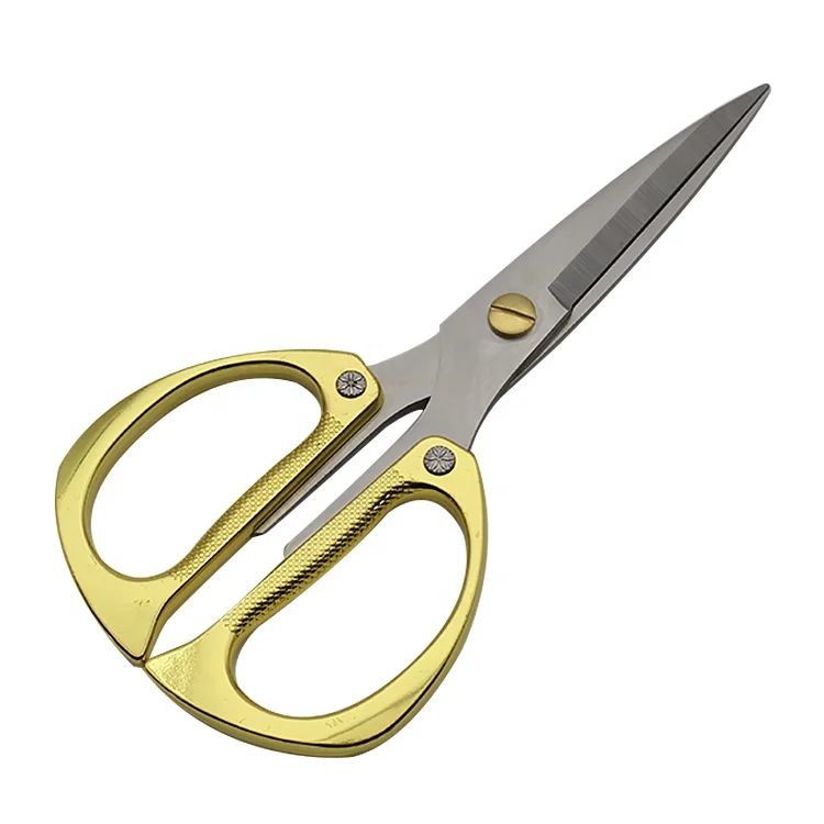 Многофункциональные кухонные ножницы из нержавеющей стали с прочными прямыми ножницами (золото)