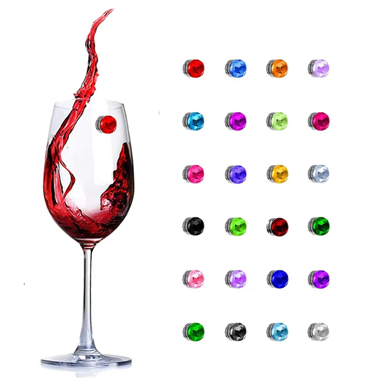 24 Pieces Magnetic Wine Glass Charms for Stem Glasses for for Wine Glass Champagne Flutes Cocktails Martinis