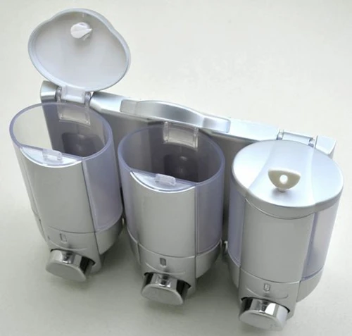 ABS plastic white silver chrome 200mL liquid soap powder dispenser wall mount triple soap dispenser