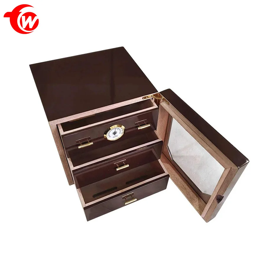 Cedar wood Wholesale High-end Cigar Cabinet Wooden Marbling Design Cigars Humidors Cabinet Box