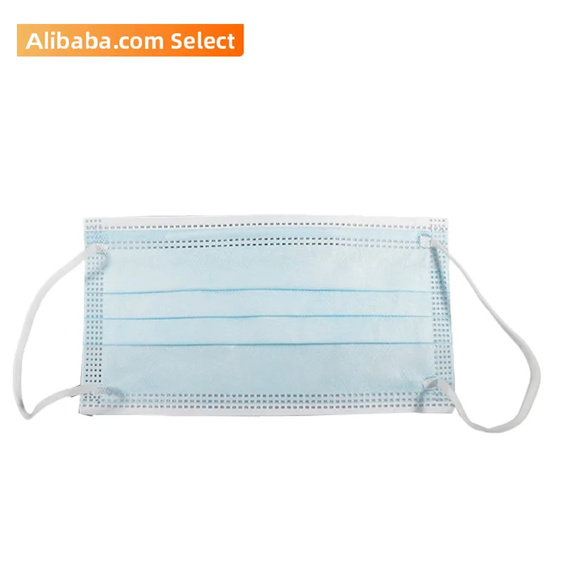 Breathable face mask blue 3 ply disposable facemask elastic band masks