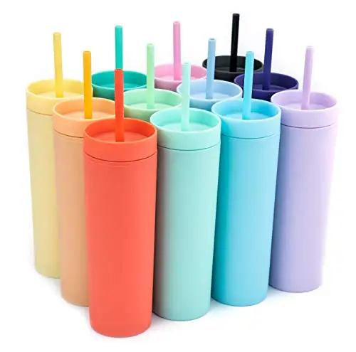 Custom Logo Color 16oz Double Wall Design Plastic Drink Coffee Mug with Lid