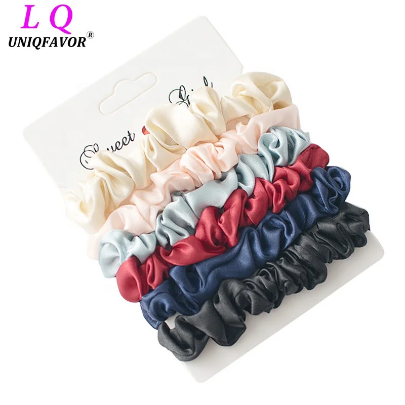 4/6 Pcs/set Silky Satin Hair Scrunchies Fashion Women Bobbles Hair Ties Girls Ponytail Holders Hair Accessories