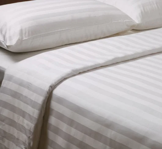 High Quality Small MOQ Encryption  Sateen Stripe Viscose Cotton CVC Fabric for Hotel Bedding Sets