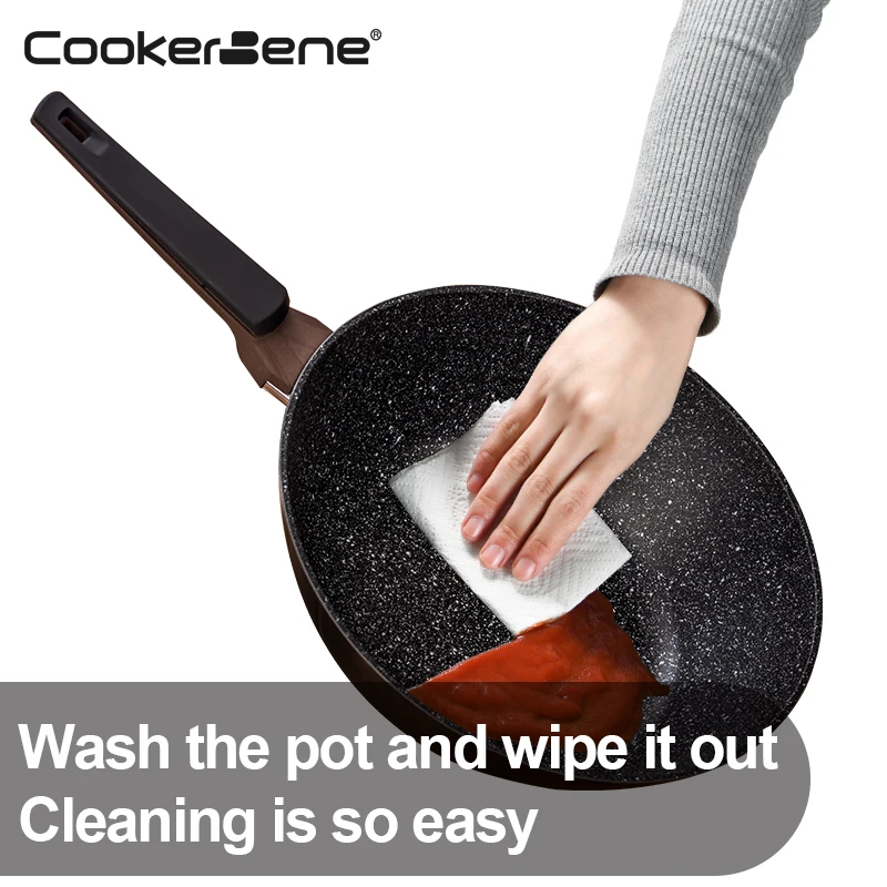 30cm High quality wok with lid egg frying pan aluminum non sticky fry pan