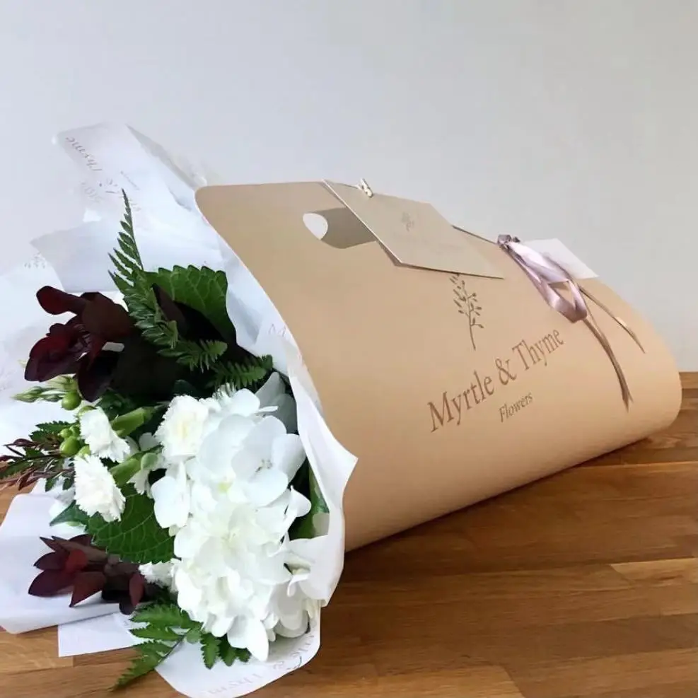 
Nice brown kraft icecream disposable full printing flower packaging paper sleeves for cut 