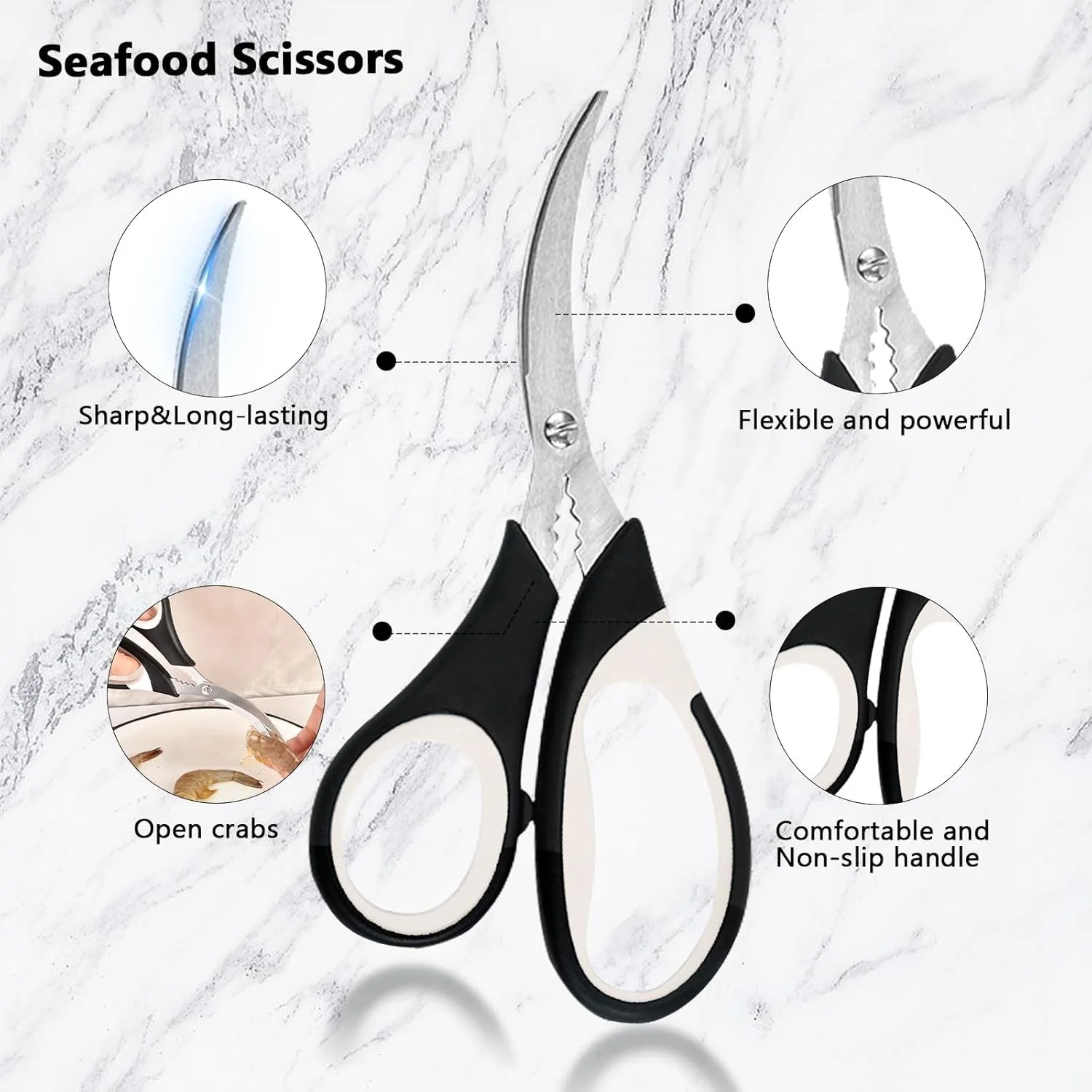 TOALLWIN kitchen accessory anti slip handle stainless steel scissors set kitchen shears meat fish chicken bone kitchen scissors