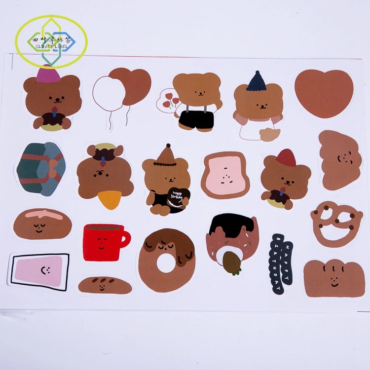 Custom waterproof vinyl label, cute decorative label sticker logo printing for journal notebook