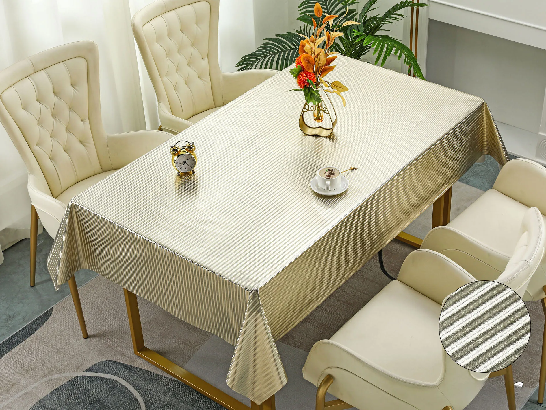 New Hot Product PVC Metalized Transfer full length rectangle waterproof party event table cloth