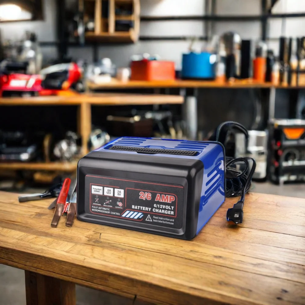 Automatic 2/6A Car Battery Charger 6V 12V Factory Plug Connection 1-Year Warranty