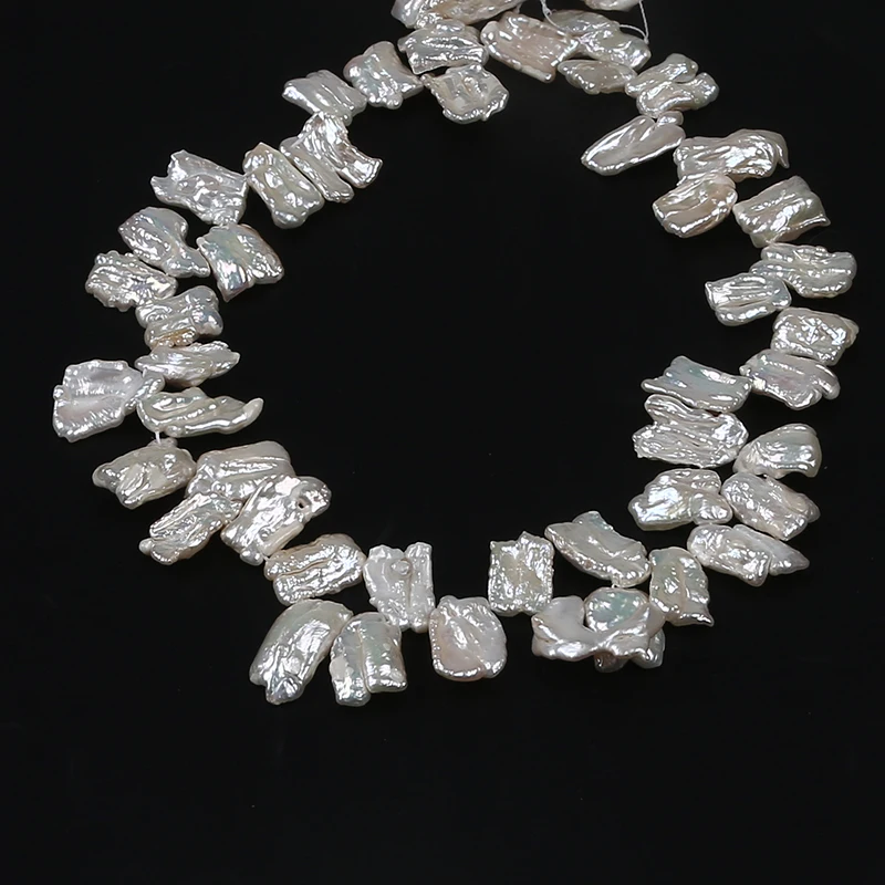 Hot Wholesale 12-13mm  top-drilled White Long Big Biwa Freshwater Peal Beads