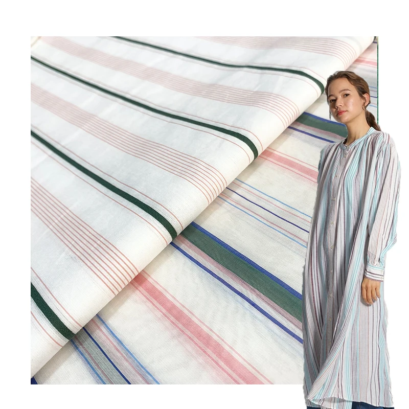 bci cotton yarn spandex nylon pinstripe nylon fabric for dress woman material