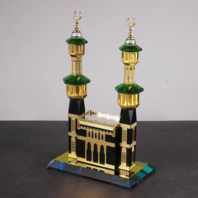 New Wholesale Ramadan Gift Kelbai Clock Model Islamic Ornaments Crystal Model Building For Wedding Souvenirs Gifts