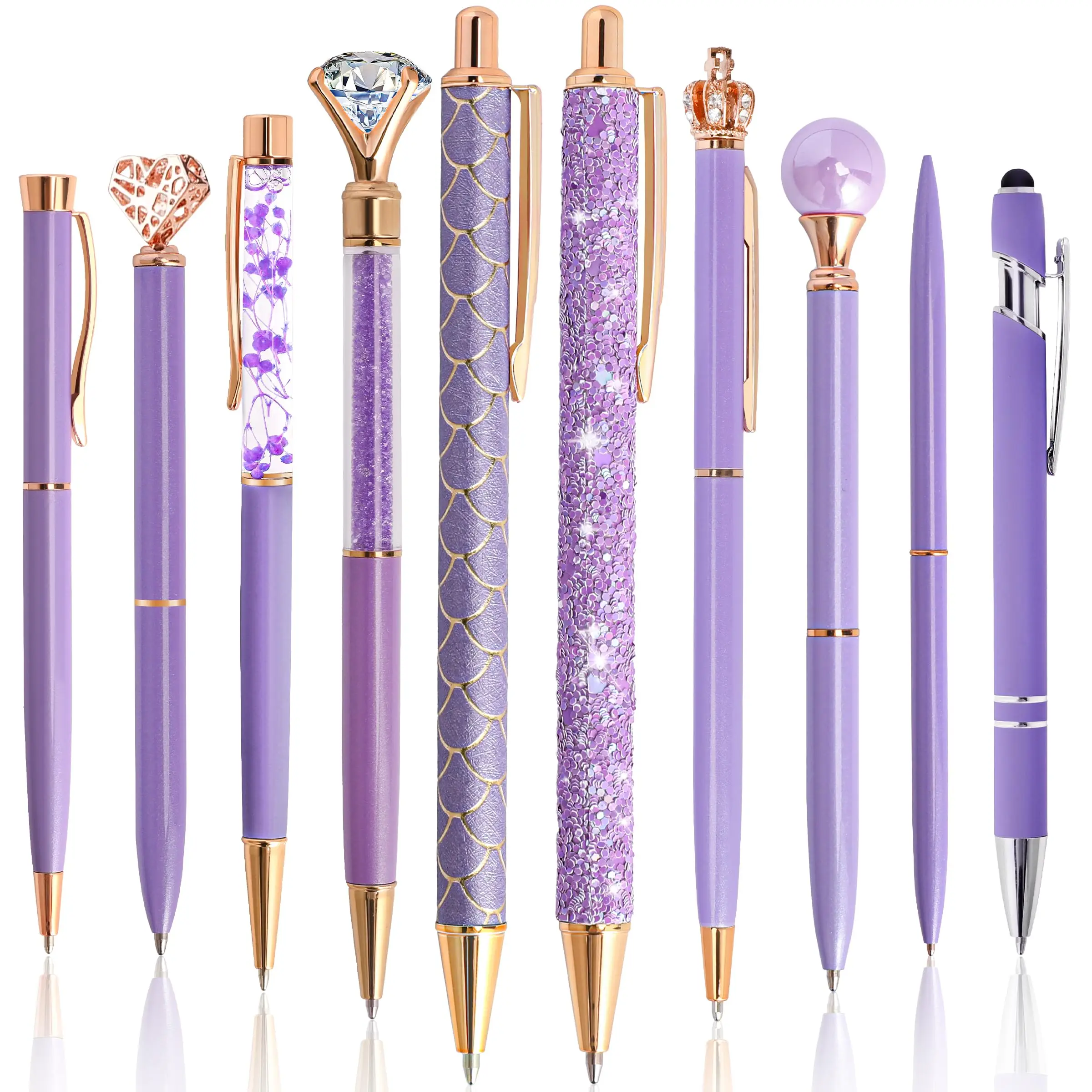 Luxury Crystal Crown Style Metal cute Ballpoint Pen with custom logo Large Crystal Diamond Pen