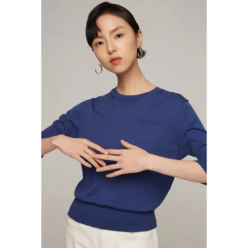 
naivee spring series knitted women top half sleeve 100% cotton for ladies 