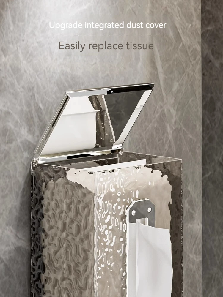 Transparent gray ice cube pattern light luxury toilet tissue tissue storage box wall-hung kitchen toilet toilet bathroom