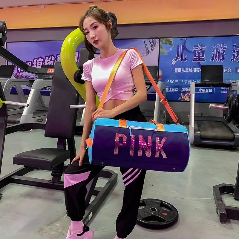 
BOOMBM IN Stock High Capacity Gym Sport Bag Waterproof Fitness Tote Duffle Bag Pink Luggage Travel Bags Women 