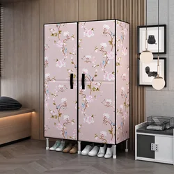 portable wardrobe with KT board DIY 25mm steel frame Fabric wardrobe portable Closet with 2 door space saving storage cabinet