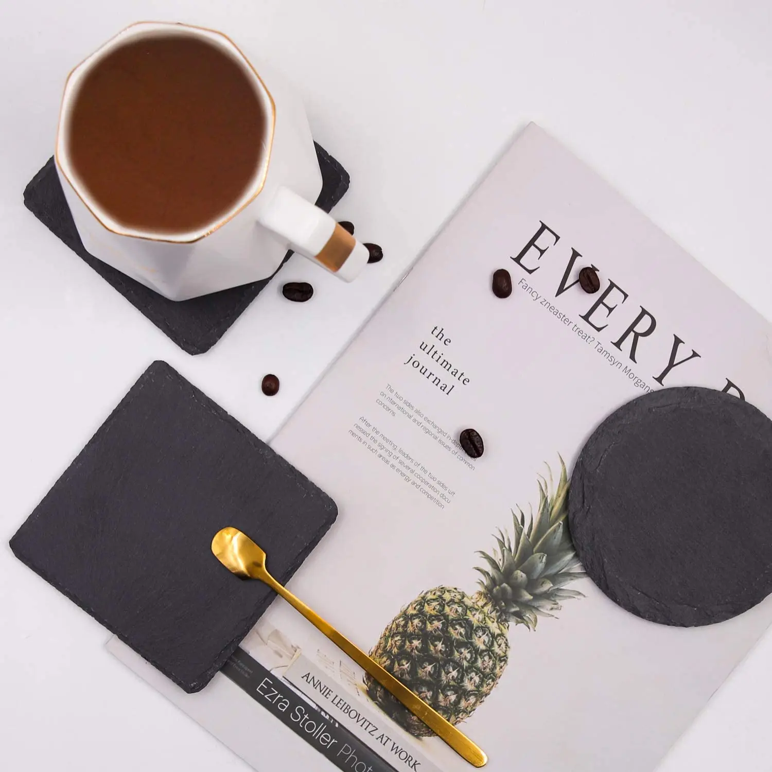 Slate Cup Cushions black Coasters bulk Decorative Heat Insulation Tea Cup Mats