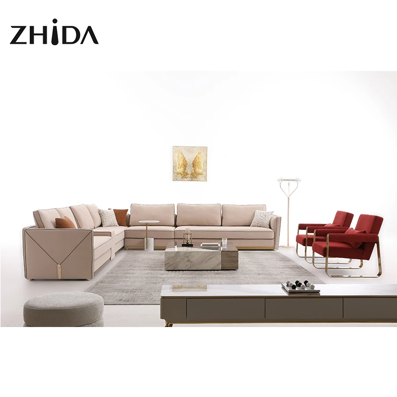 Furniture sofa set luxury furniture sofa sectional set l shape hotel lobby sitting room furniture fabric couch living room sofa