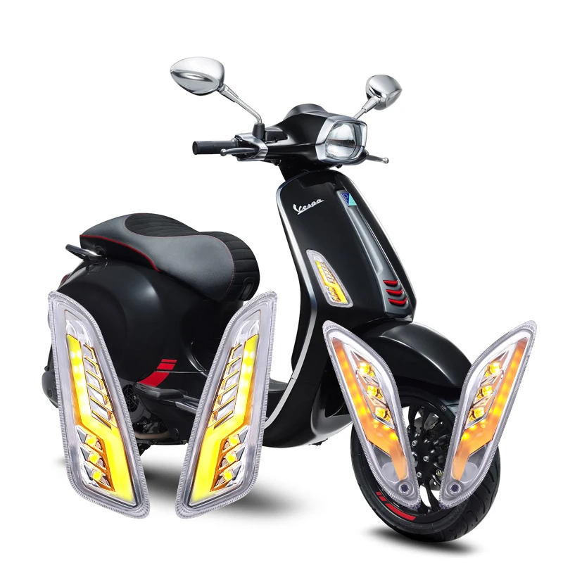 silver Level10 front and rear sequential turn lights for vespa sprint primavera