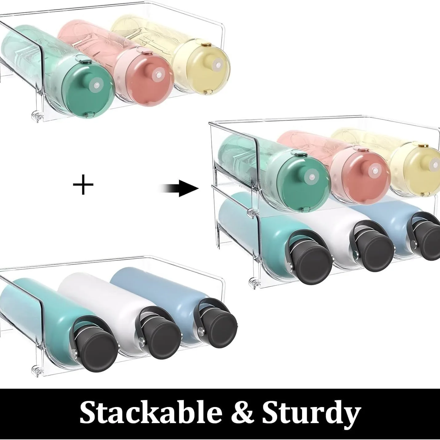 Hot Sale Cabinet Water Bottle Refrigerator Organizer Removable Wine Rack for Cabinets Kitchen Pantry and Locker Organizer