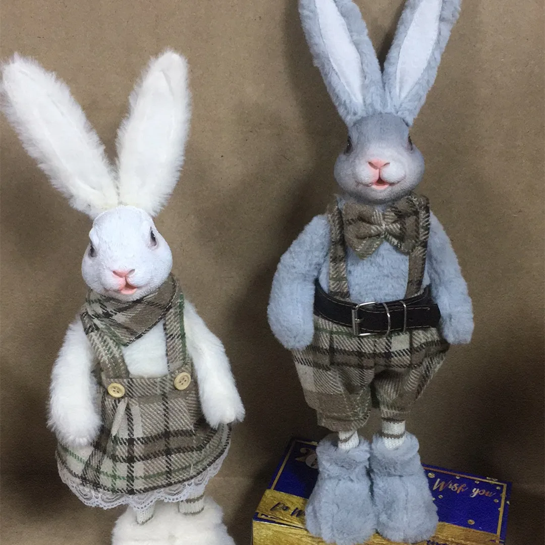 Standing Lovely Animals Party & Holiday Supplies Resin Plush Rabbit Decorations For Holiday Birthday Party and Birthday Gifts
