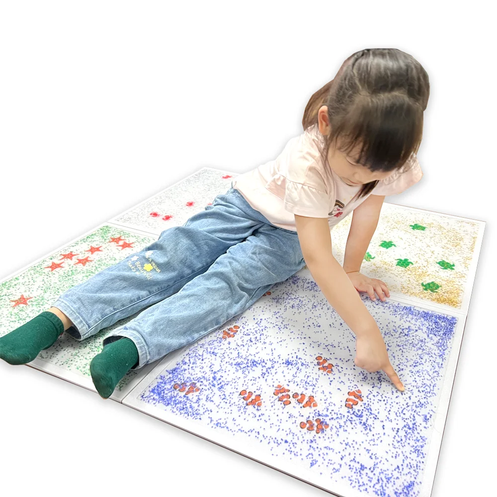 Sensorial Toys Kid Kindergarten Playroom Dynamic 3D Liquid Tiles Sensory Liquid Floor For Children Toddler