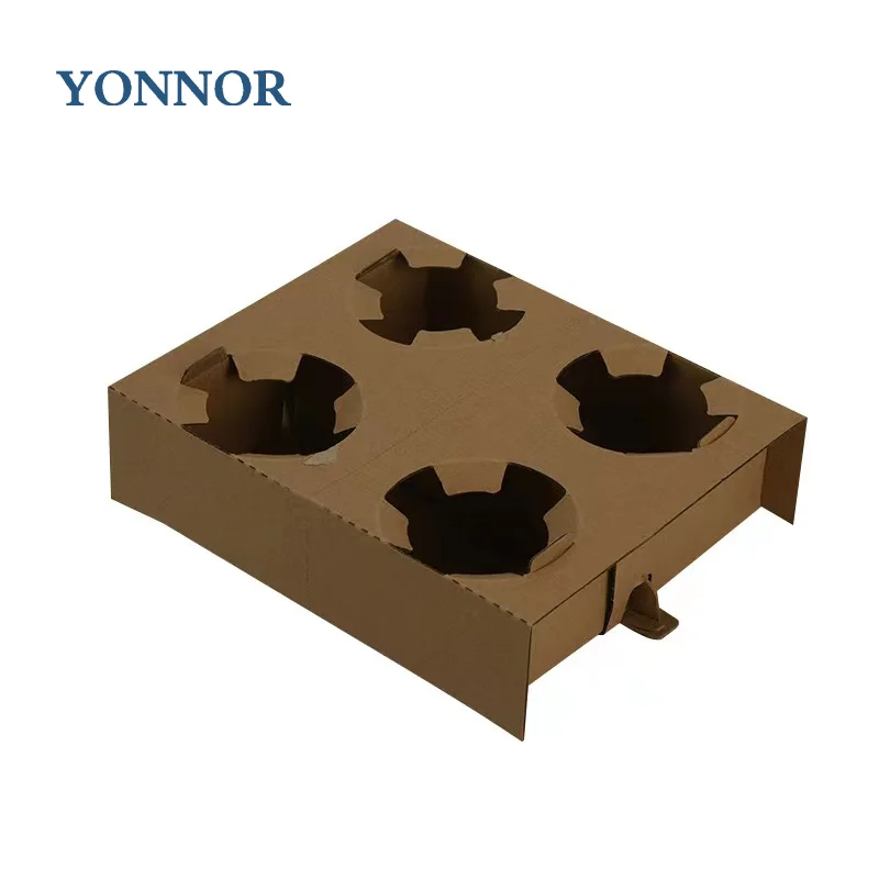 Kraft Corrugated Paper Cup Holder Disposable Milk Tea Packed Fixed Cup Tray Holder