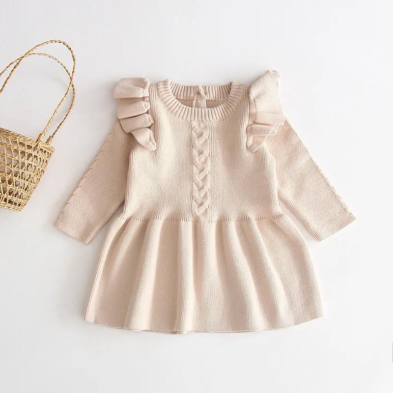 
Soft Cotton Korean Style Dress Muslin Baby Ruffle Knitted Baby Dress 