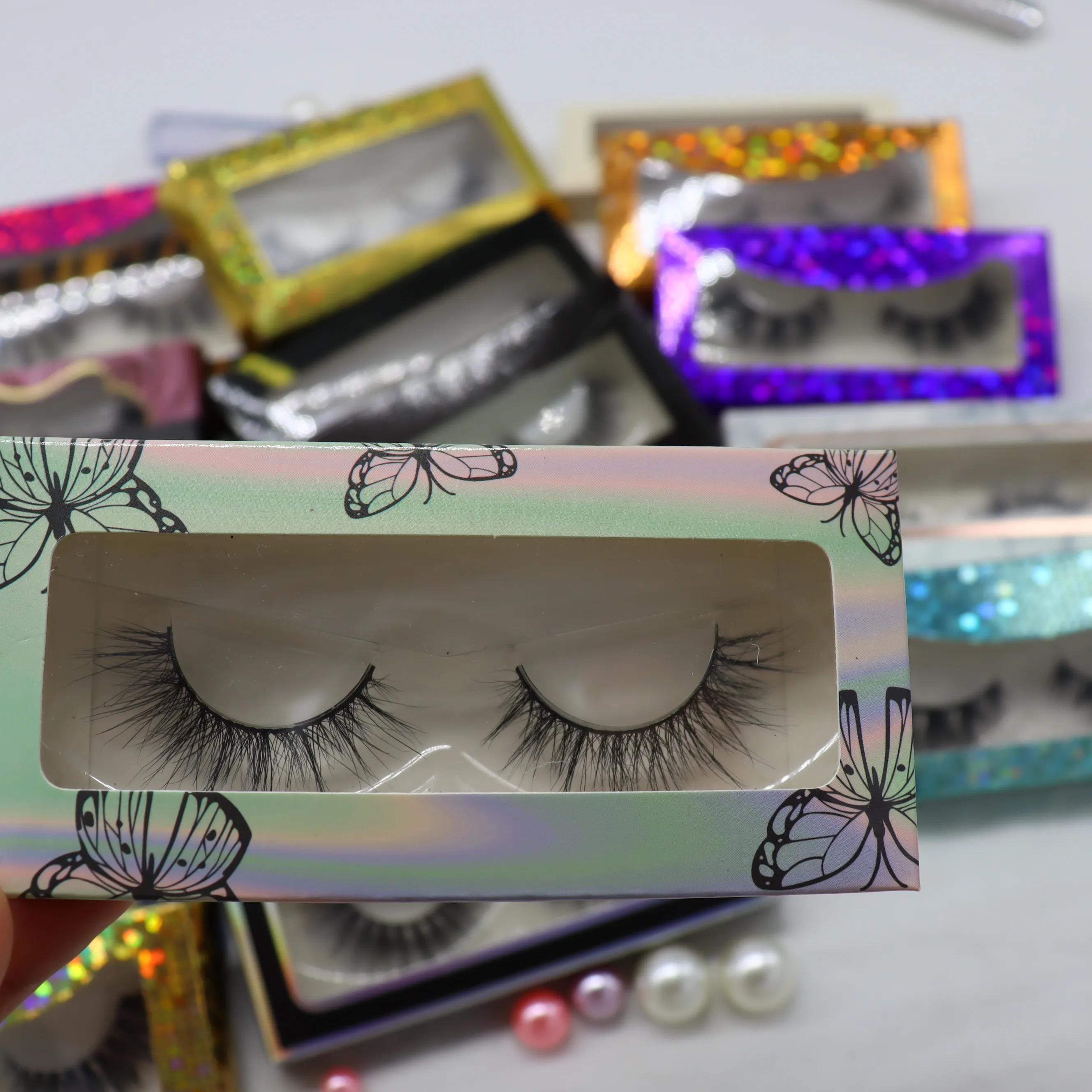 New Design 50PCS Empty Eyelashes Packaging Soft Paper Lash Box 25mm 3D Mink Lashes Eyelash Vendor Customized Boxes Rose Gold