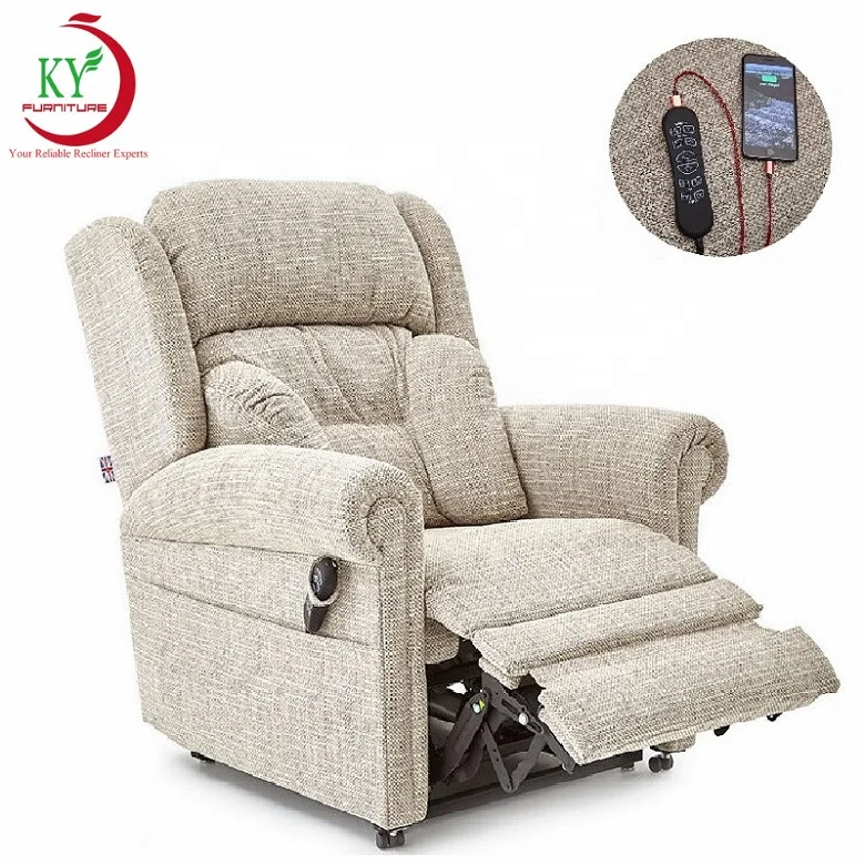 JKY Furniture Modern Fabric Power Lift Chair With Power Lumber Support And Backrest Velcro For Home