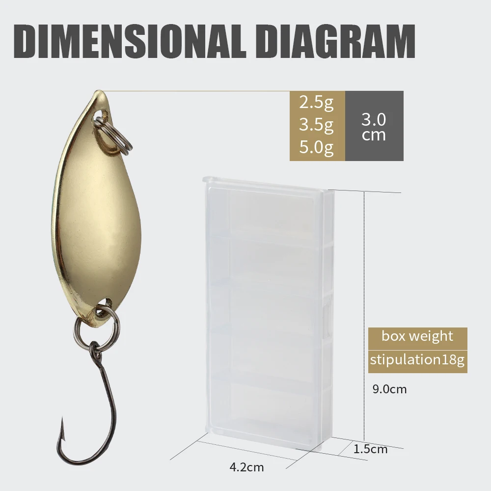 10pcs/box metal bait 2.5g/3.5g/5.5g  trout lure fishing spoons bulk fishing spoon